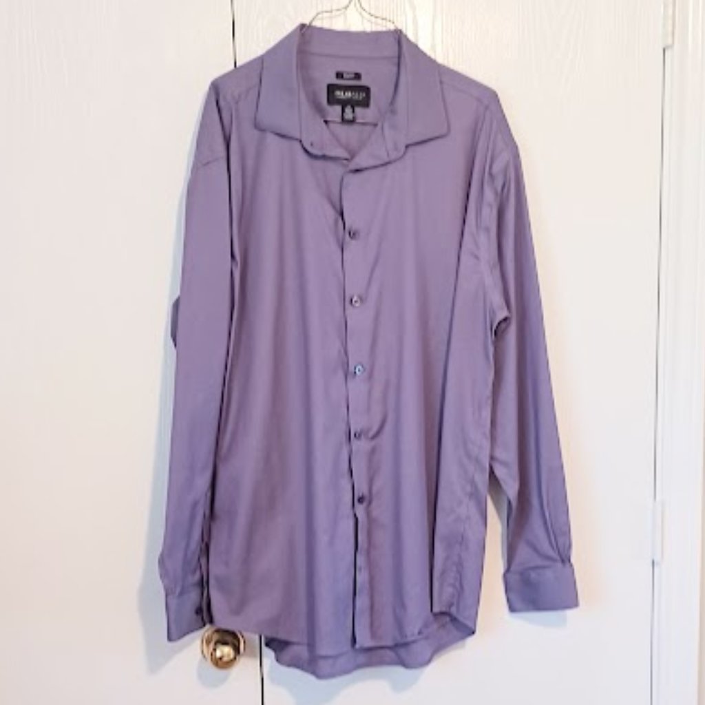 Kenneth Cole Awearness Slim Fit Tall Mens Purple Shirt 18 Neck 3637 Sleeve